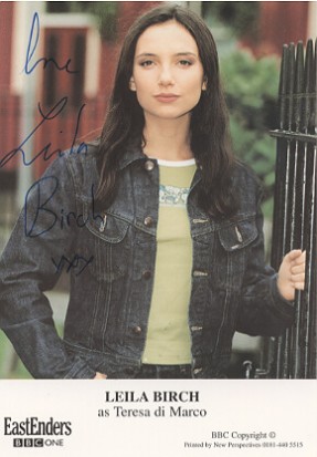 Leila Birch BBC autograph card