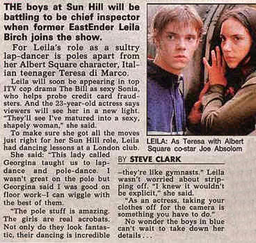 Newspaper article - Leila joins Sun Hill